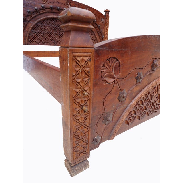 Brown Vintage Double Bed, Swat-Tal, Pakistan, 1950s For Sale - Image 8 of 16
