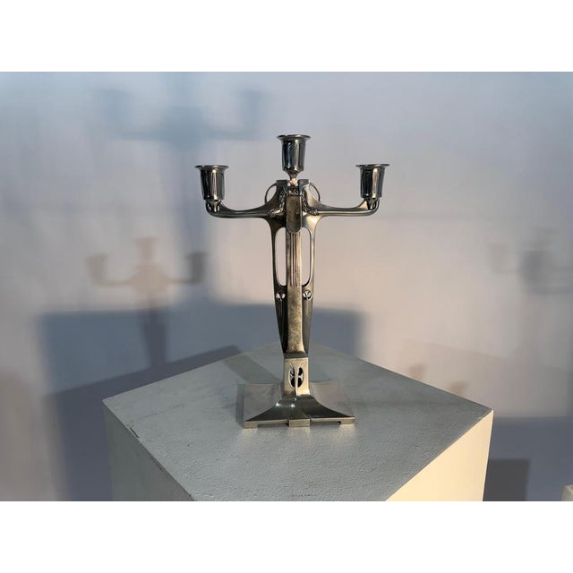 Jugendstil Candlesticks in Pewter by Achille Gamba from Hille, 1920, Set of 2 For Sale - Image 6 of 13