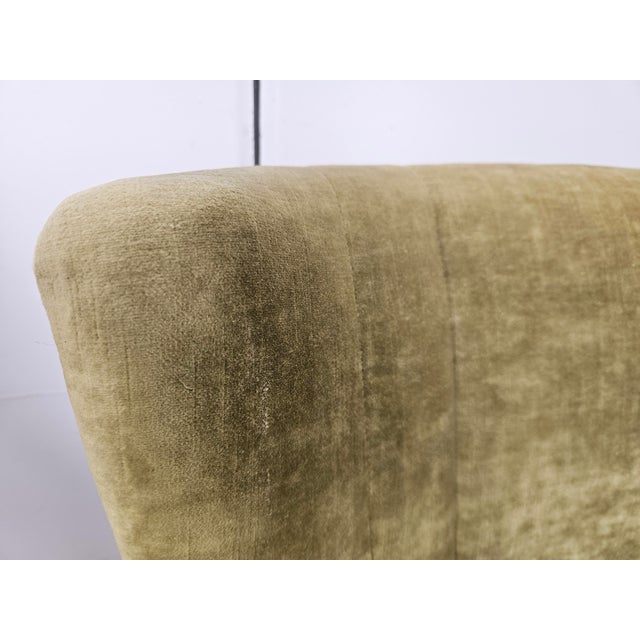 Green Fabric Cocktail Chairs on Casters, 1950s, Set of 2 For Sale - Image 9 of 18