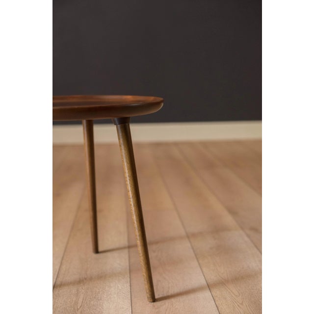 1960s Mid Century Modern Round Walnut Tripod End Table by Anton Kildebergs Mobelfabrik For Sale - Image 5 of 8