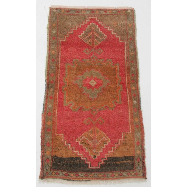 Wool Mini Vintage Turkish Kars Rug For Sale - Image 4 of 4