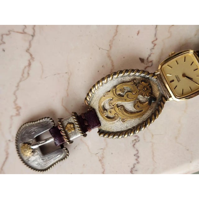 1970s Western Watch Sterling Silver Leather Band For Sale - Image 15 of 18