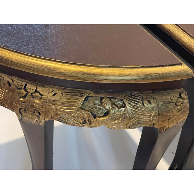1940s 20 Th C Vintage Chinese Chinoiserie Stools Set 6 Carved For Sale - Image 5 of 5