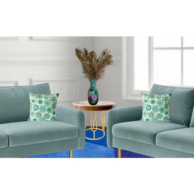 Traditional Antique Zeh, Scherzer & Co. German Green Porcelain Vase With Floral Motif For Sale - Image 3 of 18