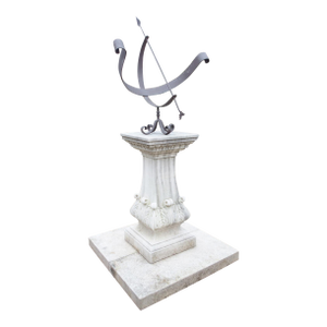 Large Italian Limestone Garden Armillary Sundial With Acanthus Carvings