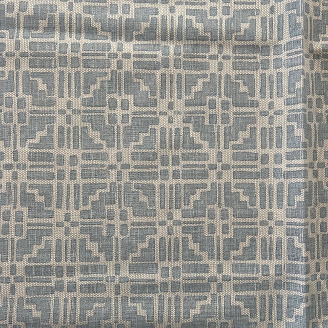 Textile Fermoie Designer Pale Sky Blue Linen Cotton Fabric- 1 3/4 Yards For Sale - Image 7 of 7