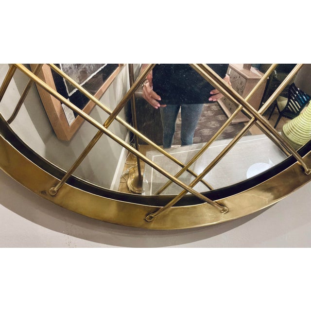 Modern Convex Brass Cage Wall Mirror For Sale - Image 4 of 4