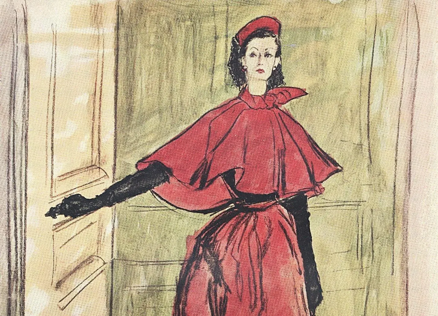 Christian Dior ディオール M 古着 used 1948 Rare Find--Mid-Century Christian Dior Fashion Print, Matted
