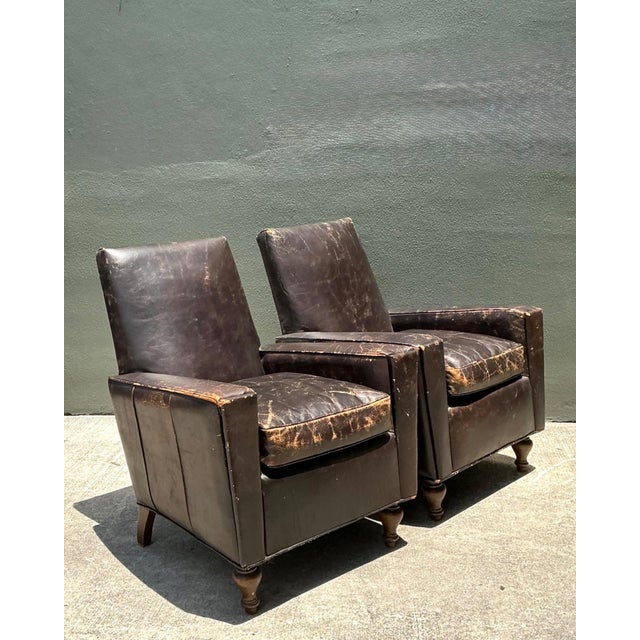 Vintage Old Hickory Distressed Leather Armchairs - Pair For Sale - Image 16 of 18