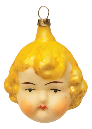 Glass Christmas Tree Baubles Angel Heads, 1890s, Set of 5