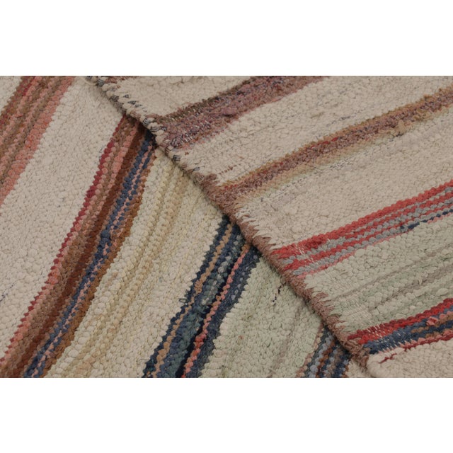 Cream Vintage Persian Shahson Kilim With Colorful Stripes - Rug & Kilim For Sale - Image 8 of 8