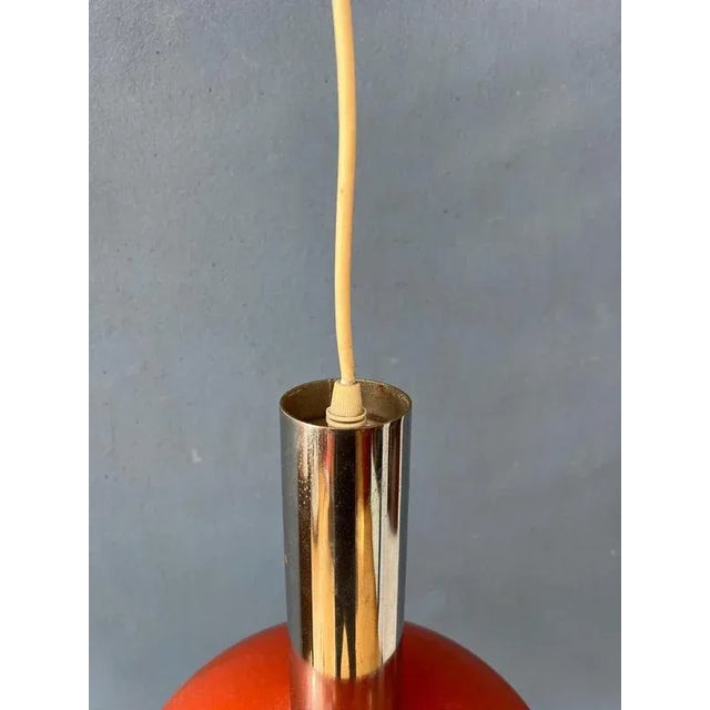 Red Small Space Age Red and Chrome Pendant Lamp For Sale - Image 8 of 11