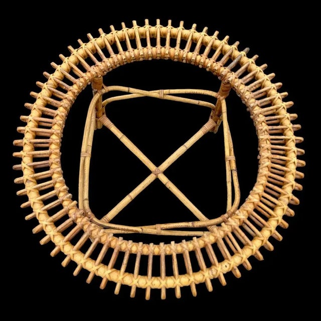 Goldenrod Rattan and Marble Sun Table, 1950s For Sale - Image 8 of 10