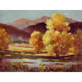 Vintage Autumn Mountain Landscape Painting For Sale