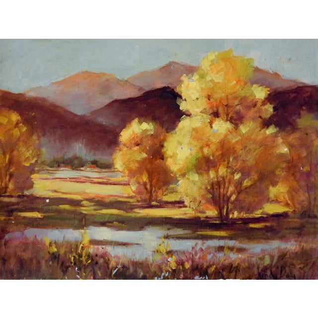 Vintage Autumn Mountain Landscape Painting For Sale