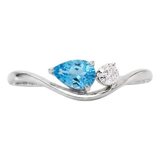 Swiss Blue Topaz Pear Ring | 925 Silver December Birthstone Ring | Minimalist Gemstone Ring Us 7 (All Sizes Available) For Sale