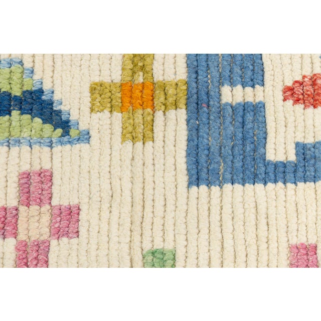 2010s Modern Moroccan Tribal Abstract Wool Rug - Colorful Geometric Hand-Knotted Art For Sale - Image 5 of 12