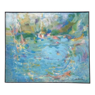 Vintage 1967 Large Abstract Oil Painting on Canvas Entitled ‘Water Refractions’ by Sal Busacca For Sale