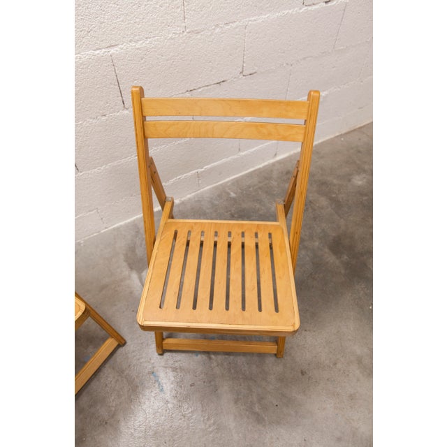Honey-Coloured Beech Plywood Folding Chairs by IKEA, Set of 2, 1970s For Sale - Image 12 of 18