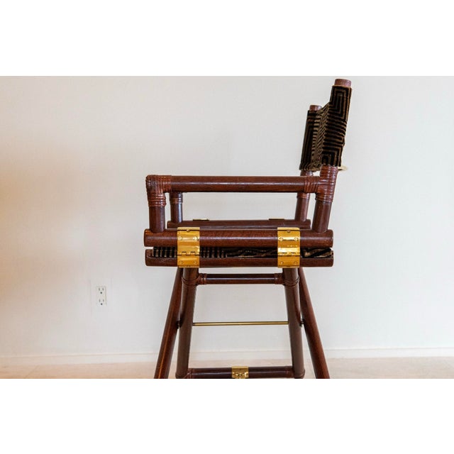 McGuire 1970's McGuire Director's X-Chair in Velvet Jacquard For Sale - Image 4 of 11