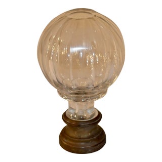 English Cut Crystal Newel Post on a Cast Bronze Base, Circa 1900 For Sale
