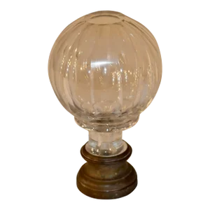 English Cut Crystal Newel Post on a Cast Bronze Base, Circa 1900