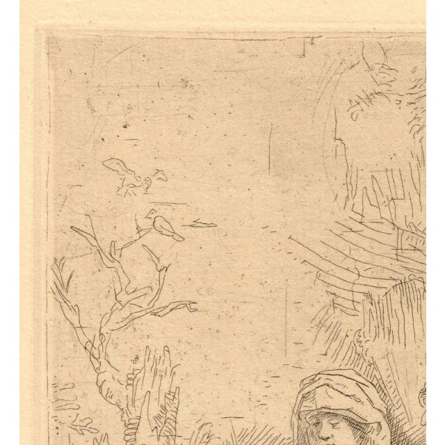 Traditional "Rest on the Flight" Old Master Print After Rembrandt Mid 20th Century For Sale - Image 3 of 8