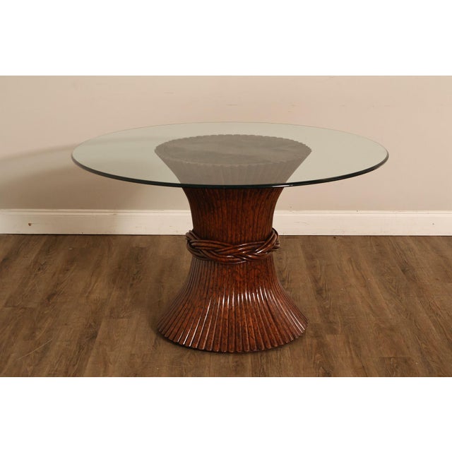 Ficks Reed Round Glass Top 'Sheaf of Wheat' Dining Table For Sale - Image 16 of 18