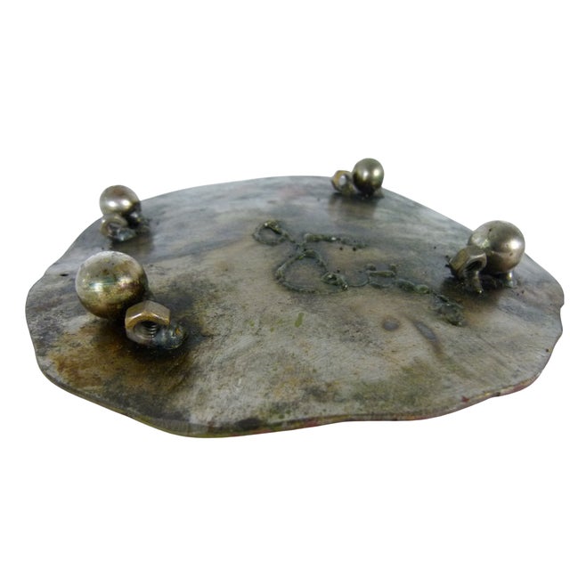 Vintage Catherine James Brutalist Metal Lily Pad Wall Sculpture | Signed "Catti" | Mid-Century Modern For Sale - Image 9 of 11