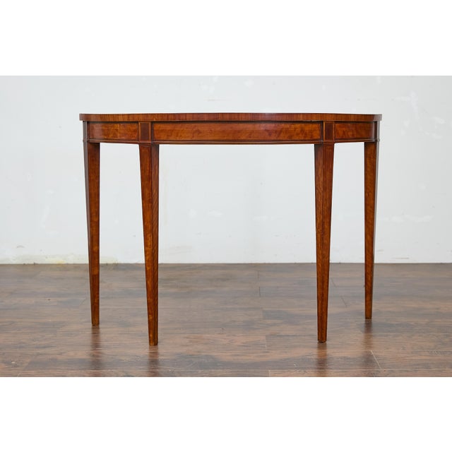 19th Century 19th Century English Neoclassical Walnut Demi-Lune Table with Tapered Legs For Sale - Image 5 of 12