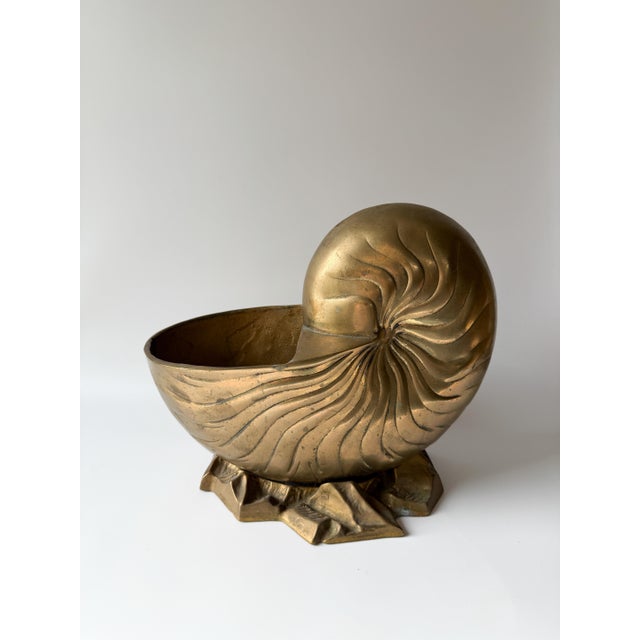 Vintage Hollywood Regency Brass Nautilus Shell Planter For Sale In Washington DC - Image 6 of 11