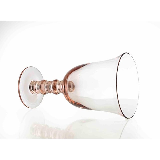 Vintage transparent pink glass realized in the mid-20th Century. Excellent condition.