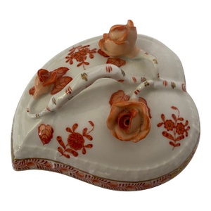 Herend Chinese Bouquet Rust Lidded Bon Bon Box