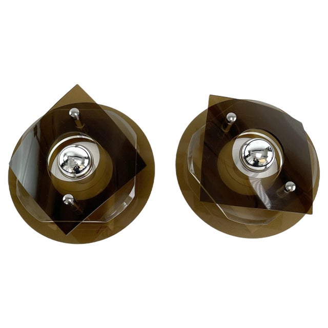 Vintage Lounge Wall Lamps from Herda, 1970s, Set of 2 For Sale