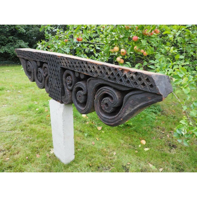 Antique Hand-Carved Wooden Pillar Column Capital, Afghanistan, 1890s For Sale - Image 10 of 11