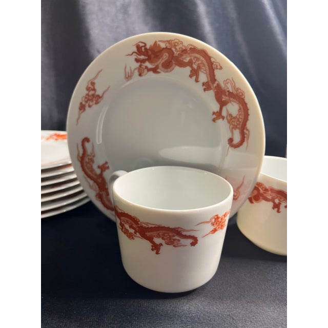 1990s Tiffany & Co. Fukagawa Red Dragon Dinnerware Set 32 Pieces