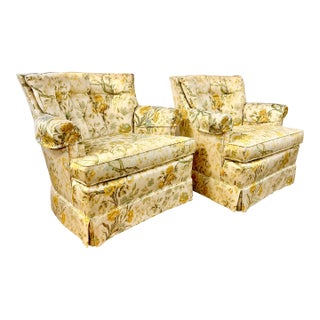 Mid-Century Chinoiserie Shabby Chic Heritage Furniture Club Chairs - A Pair. For Sale
