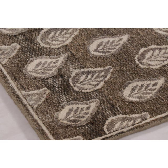 Modern Rug & Kilim's Block Print Runner Rug, Rich Brown With Light Floral Patterns For Sale - Image 3 of 10