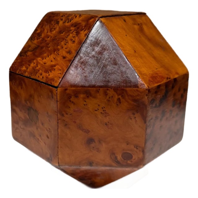 Art Deco French Polyhedral Box Crafted From Burled Wood Custom For Sale