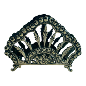 Mid 20th Century 900 Sterling Silver Petite Rose & Leaf Decorated Business Card Letter Holder