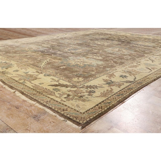 Taupe Vintage Indian Oushak Rug, 09'01 X 11'09 For Sale - Image 8 of 10