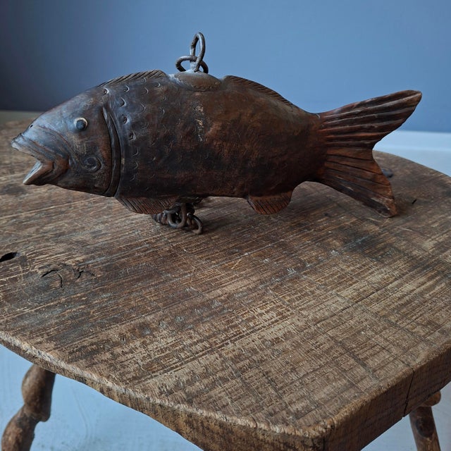 1920s Antique Japanese Sign with Wooden Jizai Kagi Fish, 1890s For Sale - Image 5 of 13