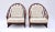 A superb pair of large scale Danish Modern lounge chairs. Significant to the interesting design are the floor to crest...