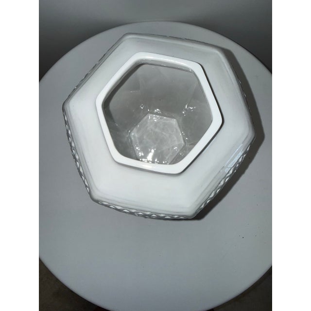 White Reticulated Ginger Jar With Lid For Sale - Image 8 of 11