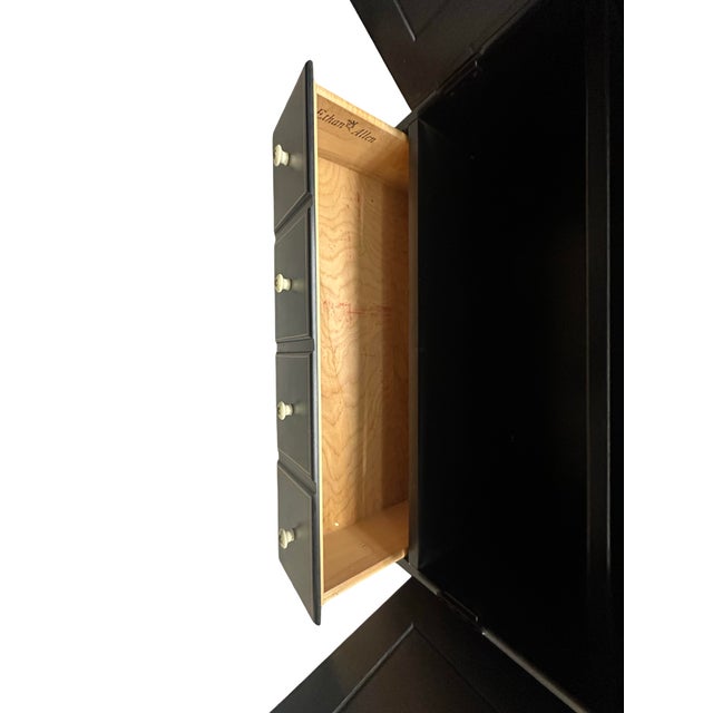 Late 20th Century Ethan Allen Hand-Painted Black Cabinet With Floral Folk Art Panels For Sale - Image 12 of 12