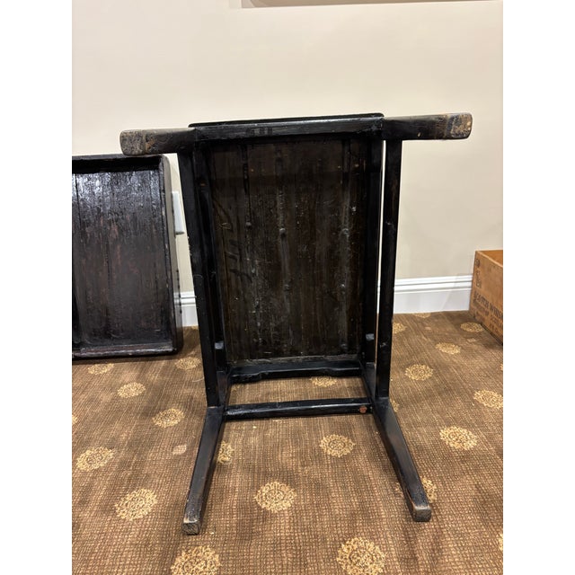 Wood Rustic Side Table, With Metal Hardware For Sale - Image 7 of 8