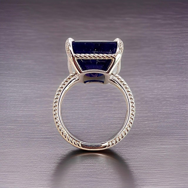 Natural Solitaire Sapphire Ring 6.5 14k W Gold 7 TCW Certified For Sale - Image 4 of 18