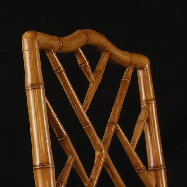 Four Vintage Chairs Made of Artificial Bamboo, Wooden Dining Chairs, Office Chairs For Sale - Image 9 of 13