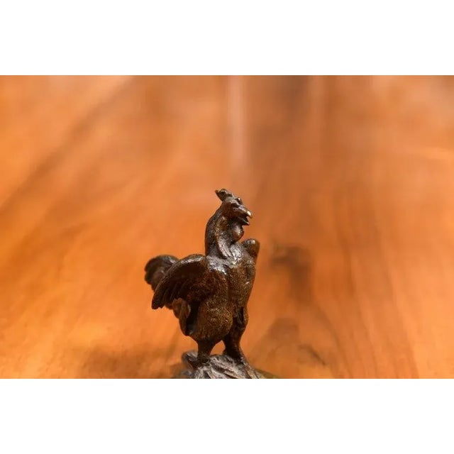 19th Century French Cast Bronze Rooster Sculpture with Wings Extended Backwards For Sale - Image 12 of 12