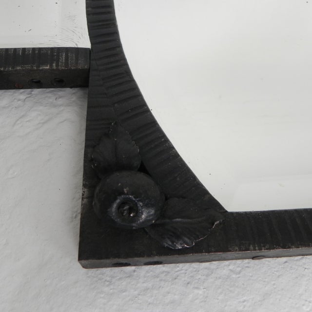 1930s Art Deco Mirror with Faceted Cut Glass in Steel Frame, 1930s For Sale - Image 5 of 17